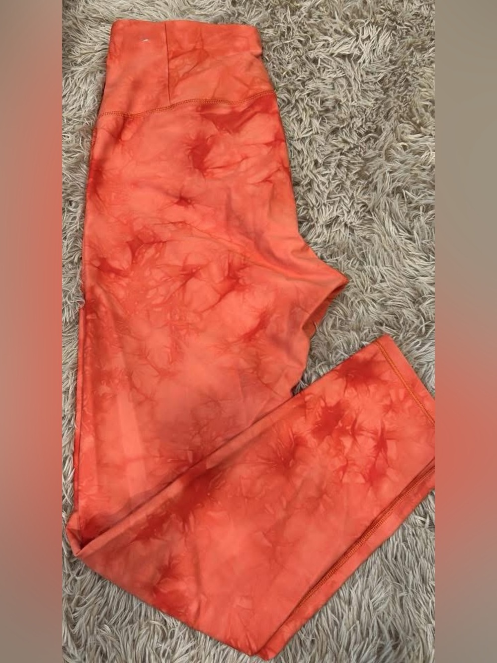High-Rise Orange Tie-Dye Leggings - Comfortable Stretch
